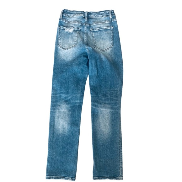 Vervet Mid-Rise Straight Leg Denim Blue Jeans with Distressed Details. Size 26 - Picture 2 of 8